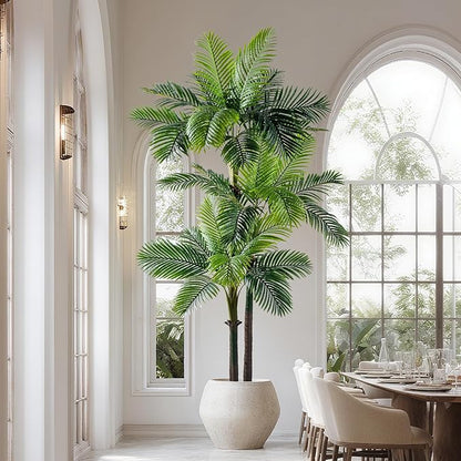 9.1FT Artificial Phoenix Palm Tree Artificial Plants Indoor Outdoor Large Faux Coconut Silk Palm Tree Tropical Fake Tree Faux Sago Palm Plant for Modern Farmhouse Yard Outside Patio Poolside
