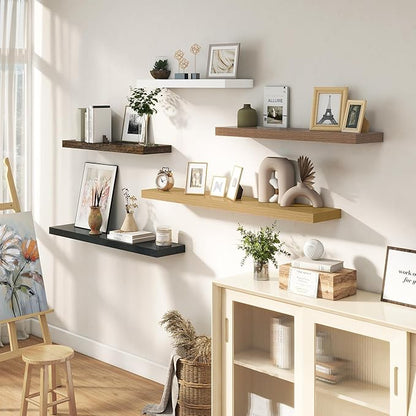 Dreamland 36 Inches Floating Shelves for Wall, 9.3" Deep Long Floating Shelves Set of 2, Large Display & Storage Shelf, Wall Shelf for Bathroom Bedroom Living Room Kitchen Office, Black