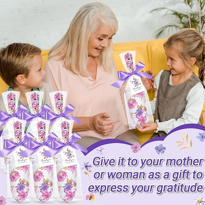 Capoda 12 Sets Floral Garden Shovels Bulk Gardening Gift for Women Garden Tools Floral Hand Heavy Duty Christmas Trowels Thank You Cards with Bags for Mom Gift Birthday Teacher(Purple,Elegant)