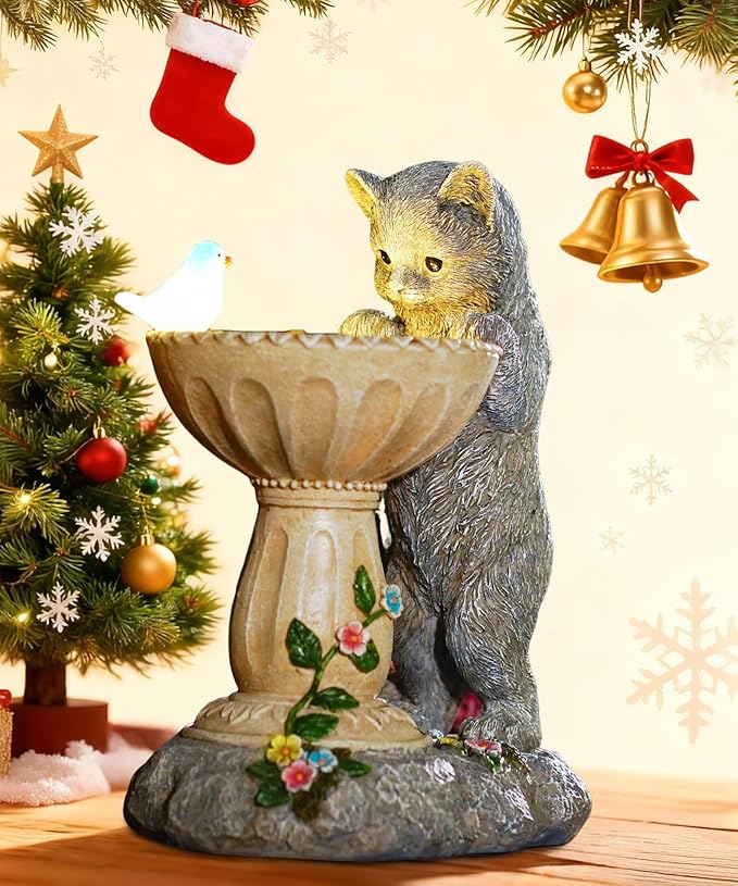 Nacome Solar Cat Garden Decor: Outdoor Statues Ornaments for Outside Decorations Yard Art Lawn Porch Patio Balcony - Birthday Choice for Mom Grandma Women Lover