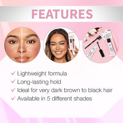 Ardell Brow Glue Soft Black with Styling Brush – Instant Lamination Brow Gel for Fluffy, Defined Brows, All-Day Extreme Hold Eyebrow Gel Waterproof, 0.35 oz