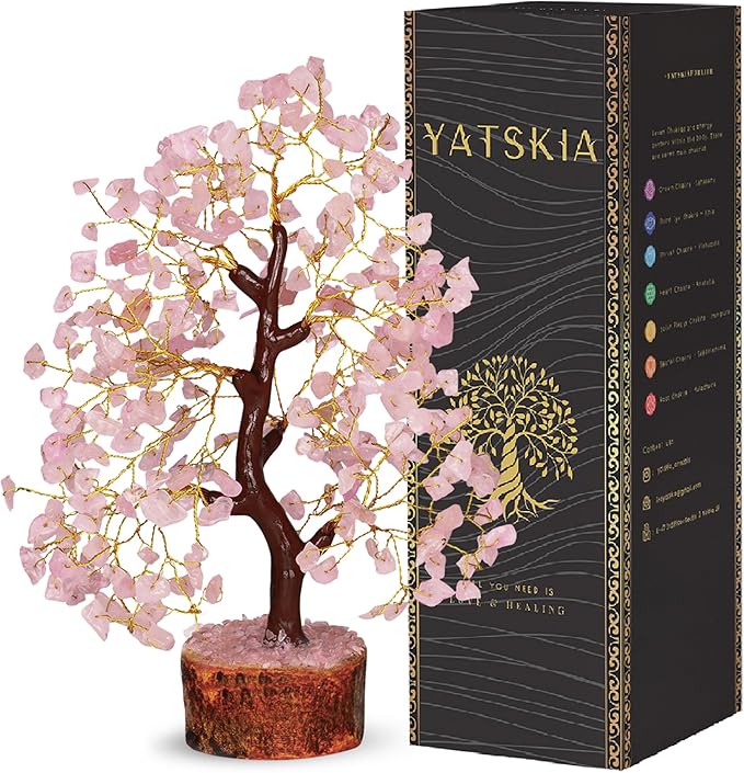 Rose Quartz Tree, Rose Quarts Tree - Crystal Decor - Quartz Money Tree, Original Feng Shui Tree - Crystals Decor - Home Decorations for Living Room - Tree of Life Decor