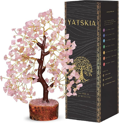 Rose Quartz Tree, Rose Quarts Tree - Crystal Decor - Quartz Money Tree, Original Feng Shui Tree - Crystals Decor - Home Decorations for Living Room - Tree of Life Decor
