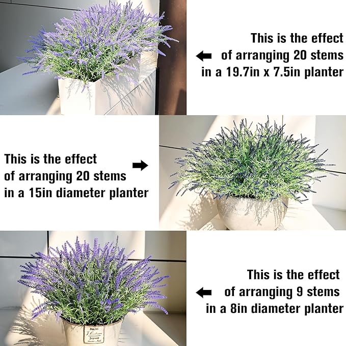 alyptus UV Resistant Artificial Lavender Flowers for Outdoors 16 Bundles Fake Purple Flower Outdoor Faux Plastic Outside Plants Decorations for Front Porch Patio Planters Décor(Dark Purple Lavender)