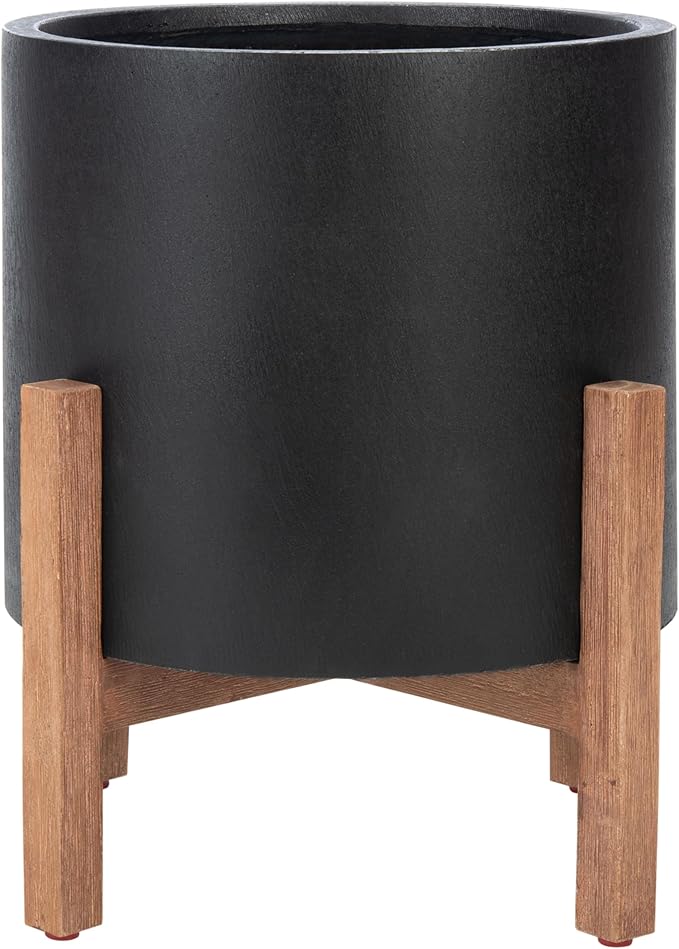 SAFAVIEH Outdoor Collection Jesper Natural/Black Concrete Planter