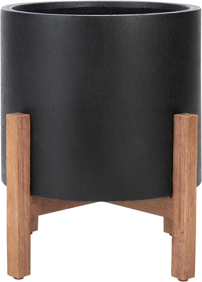 SAFAVIEH Outdoor Collection Jesper Natural/Black Concrete Planter