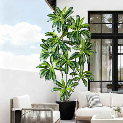 Artificial Dracaena Plant 7FT - Realistic Fake Dracaena Tree Tall Large Faux Silk Plants Fake Floor Potted Artificial Plants for Home Decor, Office Plants