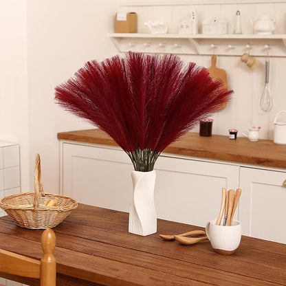 Faux Burgundy Pampas Grass - 30pcs 24 Inch Artificial Pampas Grass Decor Tall, Fake Pompas Grass for Vase Filler, Table Centerpieces, Wedding, Party and Home Decor (Burgundy, 30 Pieces)