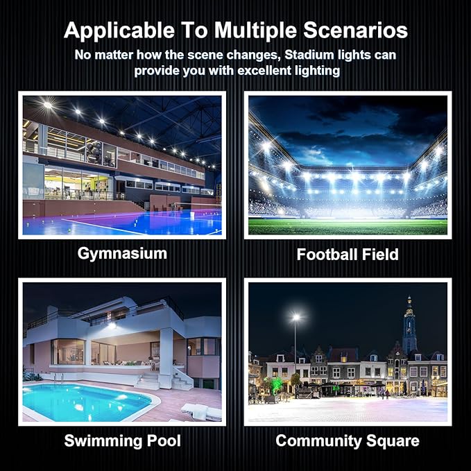 360W LED Stadium Lights Fixture Ultra-Brightness 50800 Lumen 5000K Daylight Outdoor Stadium Floodlights Commercial IP65 Field Arena Light with Adjustable Trunnion Bracket 2 Pack