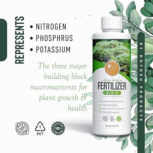 Bonsai Fertilizer by Ho Yoku - Water Soluble and Free of Odor, 3-3-3 Liquid Bonsai Food and Fast Acting for Indoor Plants