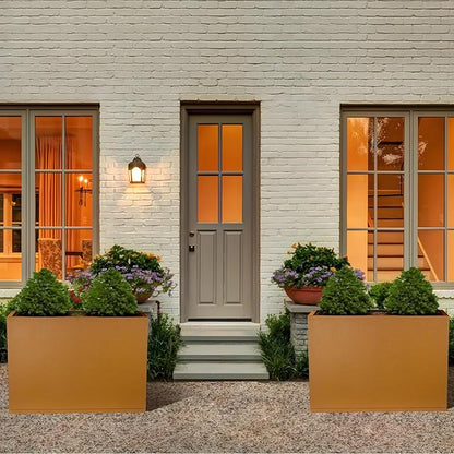 Corten Steel Planter Box 36"x12"x28", Rustic Metal Planter with Partitions & Drainage Holes, Frost Rust Resistant Heavy Duty Planter for Patio Garden Indoor Outdoor Commercial Decor