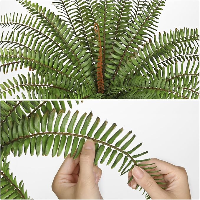 Briful 2Pack Artificial Boston Fern Plant 25.9in Lifelike Faux Ferns Bush Fake Hanging Greenery for Home Office Indoor Outdoor Garden Planter Decor