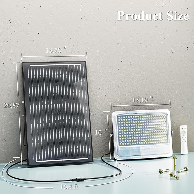 MMKT Solar Flood Lights Outdoor,8000W Motion Sensor Outdoor Solar Powered Lights with Remote, IP65 Waterproof Solar Flood Light for Outside, Dusk to Dawn Wall Light for Garage, Patio, Yard