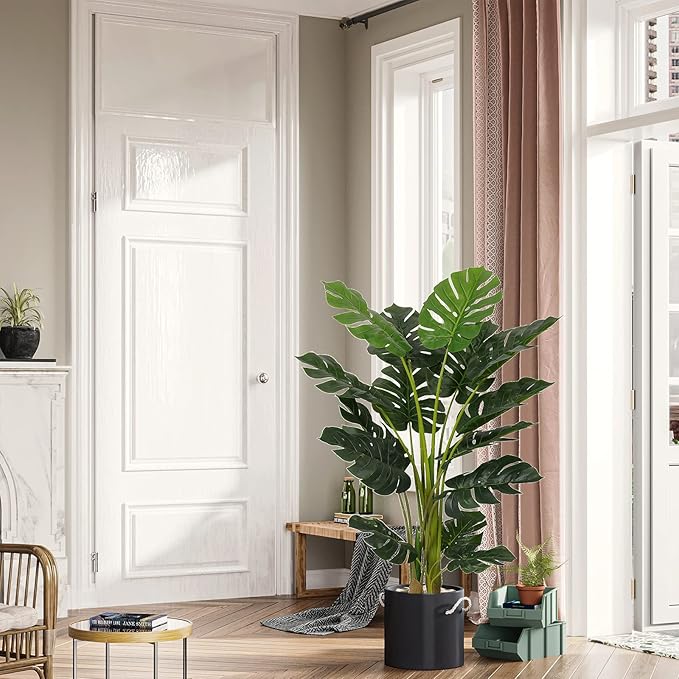 VIAGDO Artificial Monstera Deliciosa Plant 4ft Tall 15 Decorative Split Leaves Faux Swiss Cheese Fake Tropical Palm Tree for Home Office Room Store Garden Floor Decor,2pack