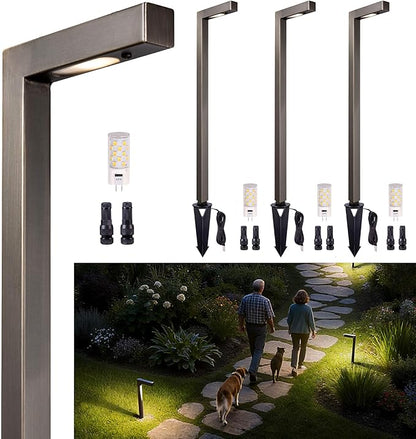Gardenreet Outdoor Brass Pathway Lights, Warm & Neutral White Adjustable Low Voltage Landscape Path Light, 12v LED Light IP65 Waterproof, Bronze for Outside Garden Yard with G4 Bulb (4 Pack)