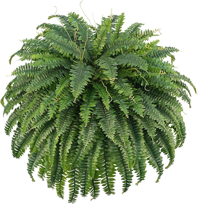 Fake Ferns, 50IN Single Realistic Large Faux Plants with 96 Fronds, Artificial Boston Ferns for Outdoors Home DIY Plant Wall Garden Porch Entrance Decor