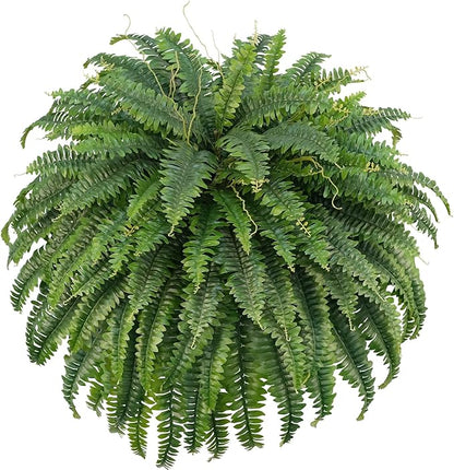 Fake Ferns, 50IN Single Realistic Large Faux Plants with 96 Fronds, Artificial Boston Ferns for Outdoors Home DIY Plant Wall Garden Porch Entrance Decor