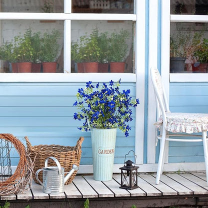 10 PCS Silk Flowers with Long Stems Artificial Flower for Tall Vase Outdoors Fake Babys Breath Bouquet Faux Floral Wedding Party Decoration Home Indoor Table Centerpiece Decor (Blue)