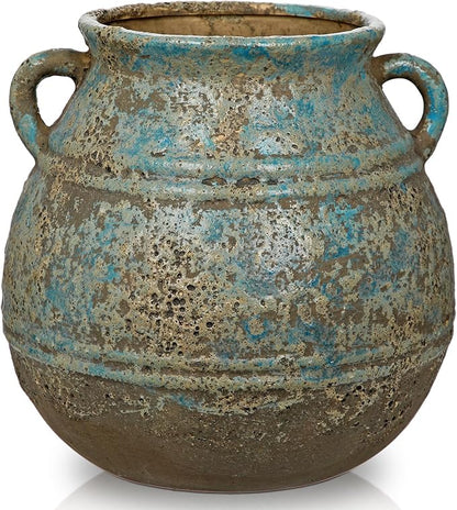 Hollyone Blue Ceramic Planters 7 Inch Large Vintage Ceramic Pots for Plants Indoor Outdoor Plant Planters Fit Mid Century Succulent Plant Stand Flower Pots Home Decor