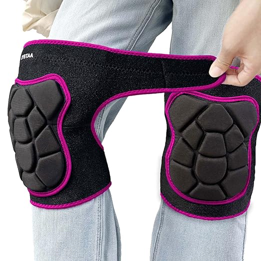 Working Knee Pads for Men Women, Thick Foam Kneepads for Gardening House Cleaning, Safety Knee Pad for Mechanic Carpenter Painter, Soft Lightweight Pink Knee Cushion for Adult Christmas, Rose Red M (1 Pair)