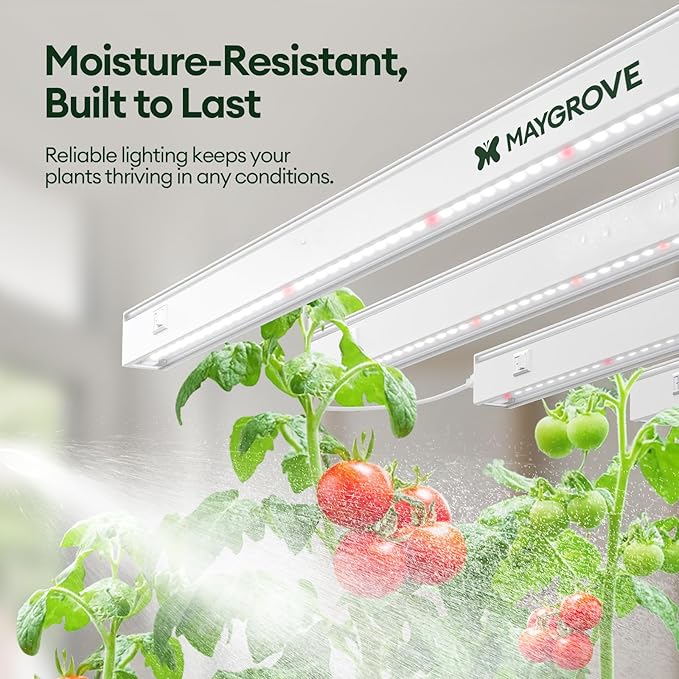 Grow Lights for Indoor Plants 1FT, Red-Enhanced Full Spectrum 5000K Grow Light, 28W(4 x 7W), T5 LED Grow Light Strips for Leafy Greens and Vegetables, High PPFD, Linkable, White, 4-Pack