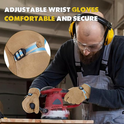 HLDD HANDLANDY Winter Work Gloves, Insulated Leather Work Glove with Abrasion Protection & Thinsulate Lining for Cold Weather