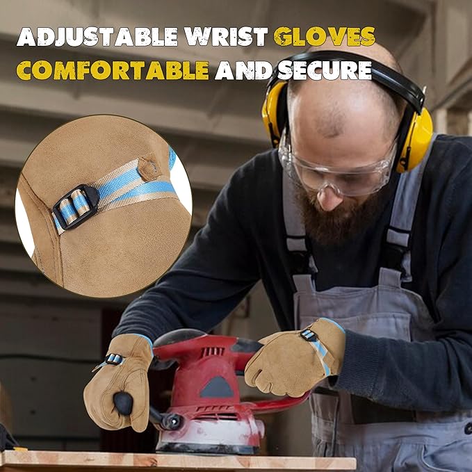 HLDD HANDLANDY Winter Work Gloves, Insulated Leather Work Glove with Abrasion Protection & Thinsulate Lining for Cold Weather