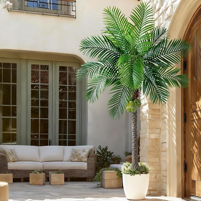 Big Faux Tropical Phoenix Trees Large Artificial Palm Tree Indoor Outdoor Realistic Floor Plants Tall Fake Plant for Modern Home Living Room Office Decor Porch Outside Patio arboles para decoracion