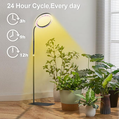 yadoker Grow Light for Indoor Plants,160 LEDs Full Spectrum Standing Plant Grow Light with 3H/6H/9H Timer,10-Level Brightness, 51" Height Adjustable,Flow Grow Lamp for Tall Large Indoor Plants