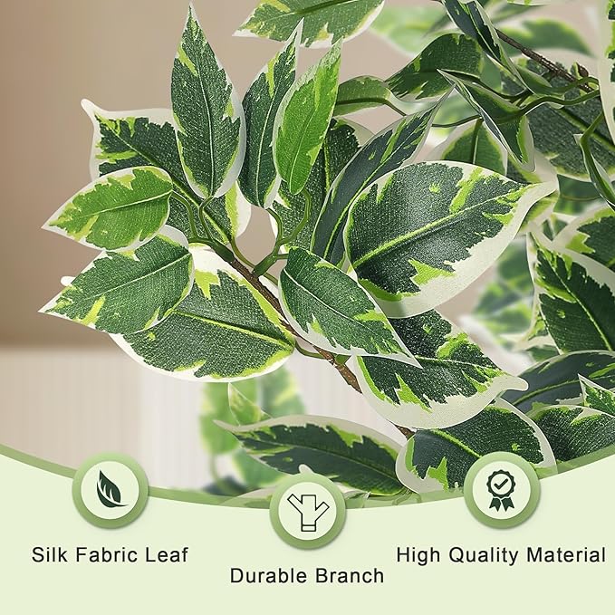 Ficus Tree Artificial - 5ft Artificial Ficus Trees Indoor with Natural Trunk and Lifelike Leaves - Fake Ficus Tree for Home Office Corner Indoor Decor