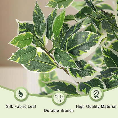 Ficus Tree Artificial - 5ft Artificial Ficus Trees Indoor with Natural Trunk and Lifelike Leaves - Fake Ficus Tree for Home Office Corner Indoor Decor