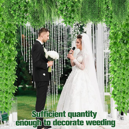 16 Pcs Artificial Hanging Plants Fake Hanging Ferns Plastic Faux Plants for Wall Room Garden Garland Indoor Outdoor Decor No Basket (Boston,Eucalyptus,Ivy Vine,String of Pearls)