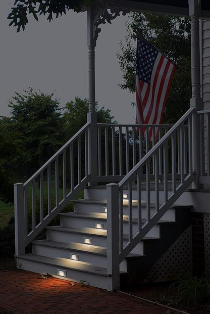 GKOLED Low Voltage Outdoor Step Lights 12V 3W Stair Lighting with Horizontal Louvered Faceplate, Surface Mount Suitable for Steps Decks Pathway Yard Fences, 2700K, Waterproof, UL Listed, 6 Pack