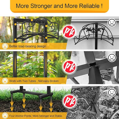 Garden Hose Holder -Upgraded Hose Holder Holds,Freestanding Heavy Duty Hose Hanger,Sturdy Hose Stand and Hose Storage for Lawn & Yard,Black(Butterfly-Style)