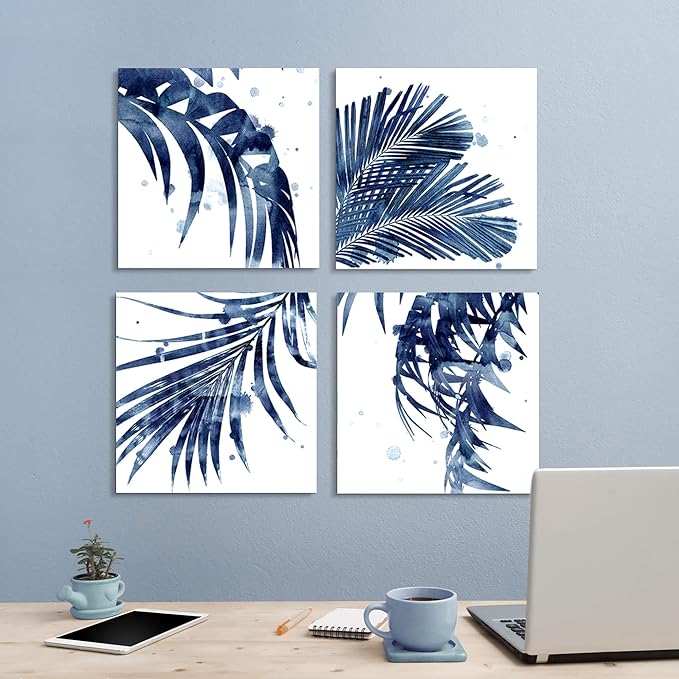 Leaf Canvas Picture Wall Decor: Botanical Art Succulent Prints, Perfect Artwork for Bathroom and Living Room, Size 16"x16"