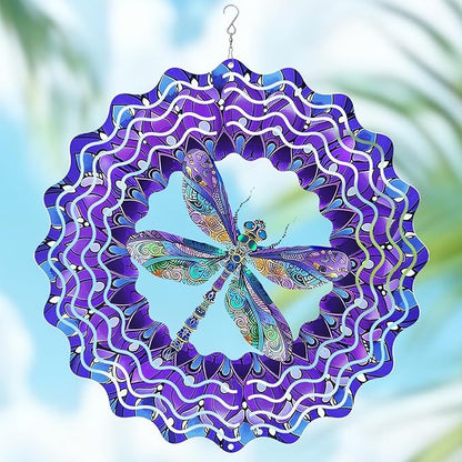 Dragonfly Wind Spinners Outdoor, Dragonfly Gifts for Women Wife Mom Grandma, Hanging Wind Sculptures Spinners, 12 inch Outdoor Indoor Hanging Ornament for Christmas