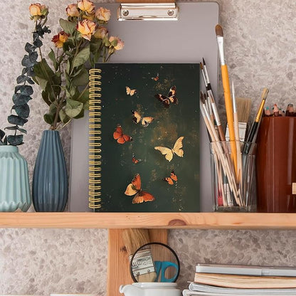 Vintage Butterfly Spiral Notebook, Retro Mid Century Butterflies Journaling Notebooks for Women, xxx Hardcover Journals for Office School 160 Pages 5.5 x 8.3 Inch, xxx Gifts for xxx