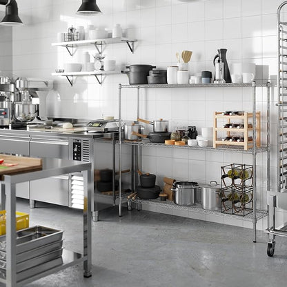 14" Deep x 60" Wide x 54" Height Wire Shelving Kit | 3-Tier | NSF Commercial Storage Rack Unit