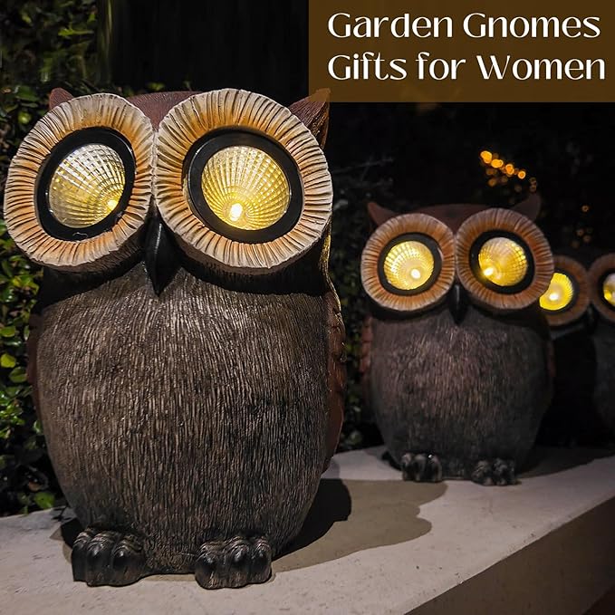 DKJOCKY Owl Gifts for Women, Solar Owl Decorations for Yard, Garden Oranments Outdoor Gardening Gifts for Mom Women Grandma Wife