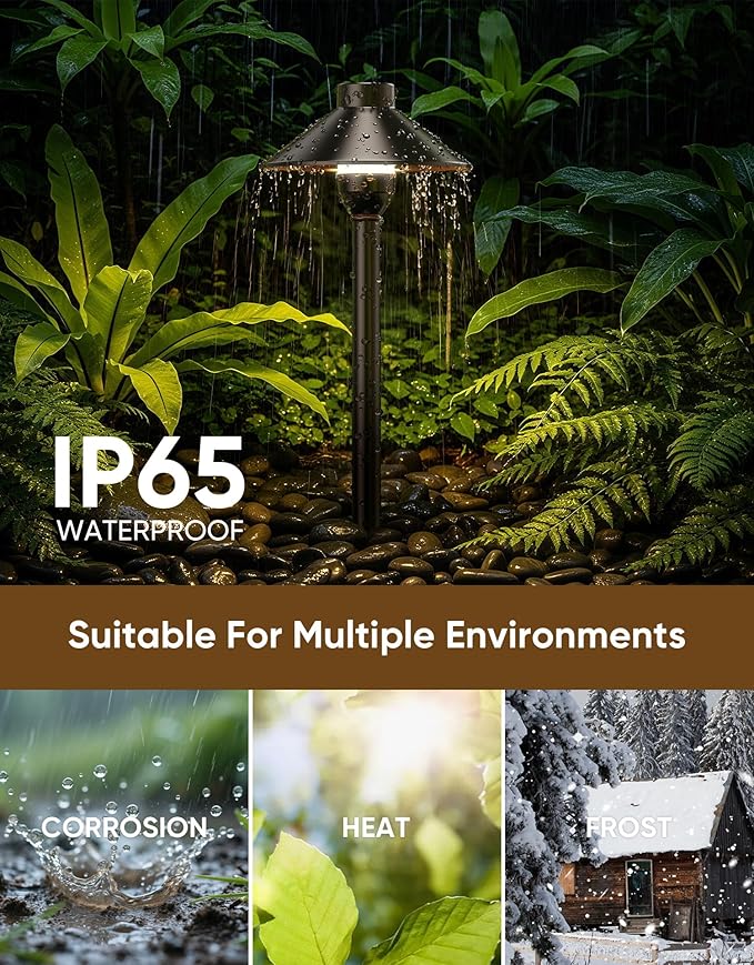 PARTPHONER Low Voltage Landscape Lighting 6-Pack, Aluminum 12V Pathway Lights with G4 Bulbs, Waterproof Oil Rubbed Bronze Color Wired Path Lights with Connectors for Walkway Yard Garden