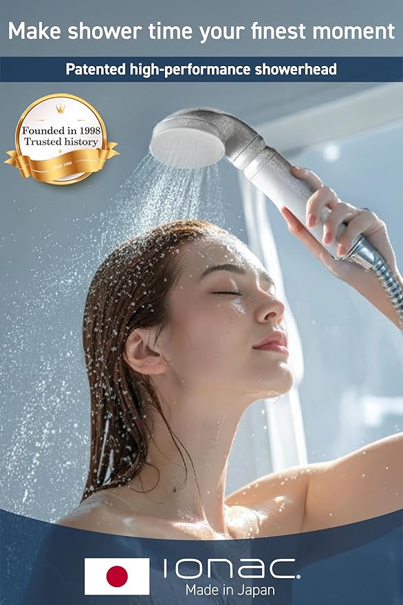 【Made in Japan and innovative technology】 IONAC shower head with filter, water softener shower, spa at home, suitable for atopy, water-saving shower head (Basic)