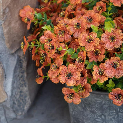 Fall Flowers Artificial for Decoration, Fake Mums, 12 Bundles Outdoor Flowers Uv Resistant, Orange, Artificial Mums for Outdoors