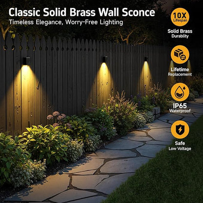 Gardenreet Low Voltage Landscape Deck Lights - Solid Brass LED Wall Light, Outdoor IP65 Waterproof Hardwired Lighting for Step Fence Handrail 2700K Warm White 3W 216LM 4 Pack