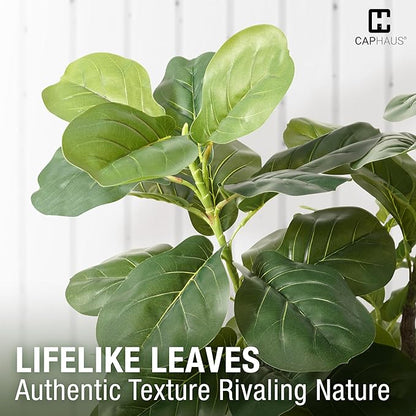 CAPHAUS Artificial Fiddle Leaf Fig Tree, 6/7 Feet in Pot with Dried Moss, for Indoor House Home Office Store, Potted Ficus Lyrata Faux Tree, Fake Plant Modern Decoration Gift for Housewarming