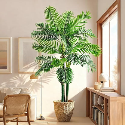 Big Faux Tropical Trees Tall Artificial Palm Tree Indoor Outdoor Realistic Floor Plants Large Fake Plant for Home Living Room Office Decor Porch Outside Patio arboles para Modern Farmhouse decoracion