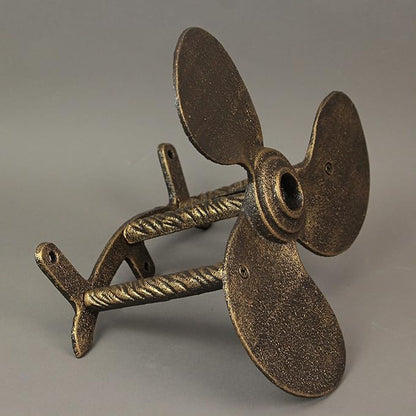 Bronze Finish Cast Iron Boat Propeller Wall-Mounted Decorative Garden Hose Hanger - Nautical Outdoor Hose Holder Decor to Add Maritime Charm to Your Garden
