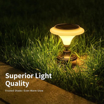 Solar Table Lights Outdoor, 2 Pack Classic Martini-Shaped Lanterns with Base & Ground Stakes, Waterproof LED Solar Powered Decorative Lights for Patio Table Garden Path (Warm White)