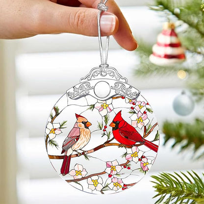 Cardinal Ornament – Christmas Decoration & Christmas Ornament; Stained Glass Holiday Decoration (Holiday Present, Bauble Present, Gift Idea, Gift Exchange) | Heirloom Keepsakes