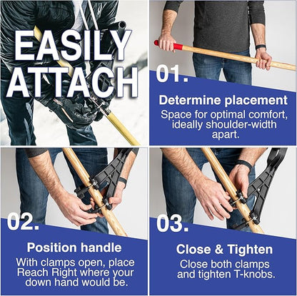 Universal Handle Attachment for Snow Shovel, Weedeater, String Trimmer, Rake & More | Versatile Ergonomic Back Saving Attachment for All Gardening Tools | Yard Tool Gifts