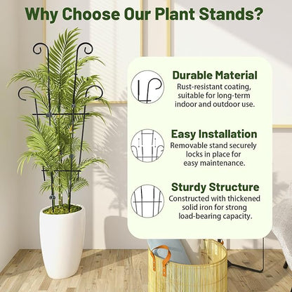 25.6 Inch Plant Trellis for Climbing Plants, 4 Pack Metal Garden Trellis for Potted Plants Indoor House Plant Climber Support Stakes with Plant Clips for Monstera Pothos Hoya Ivy Flower